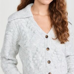 Le Jean large Women's heathered gray Cable Knit Cardigan Sweater